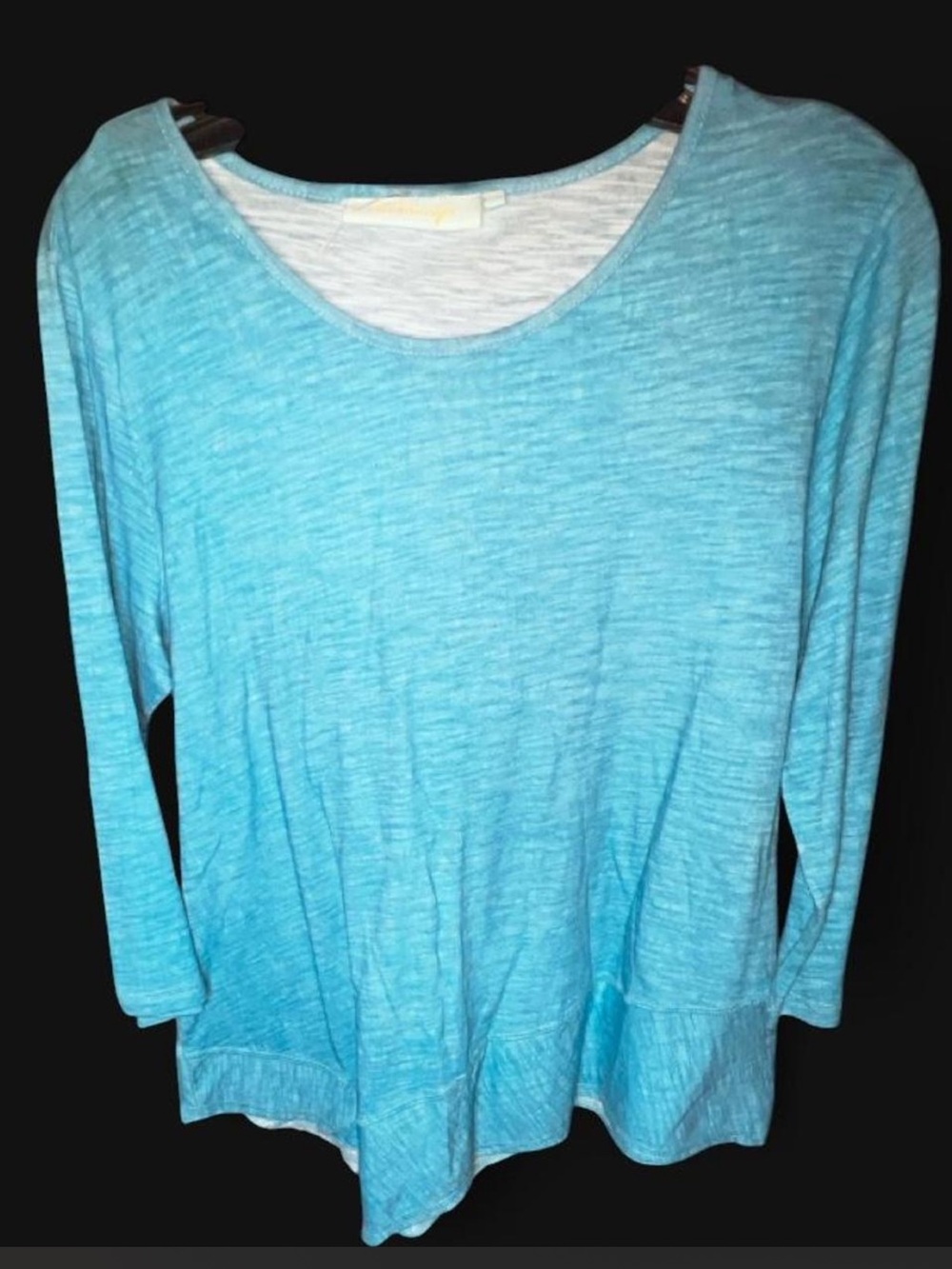 Anthony’s Resort Wear Turquoise Blue Womens Scoop Neck Long Sleeve Top sz S